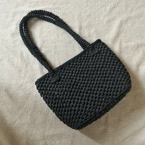 Black Handmade Crochet Shoulder Bag